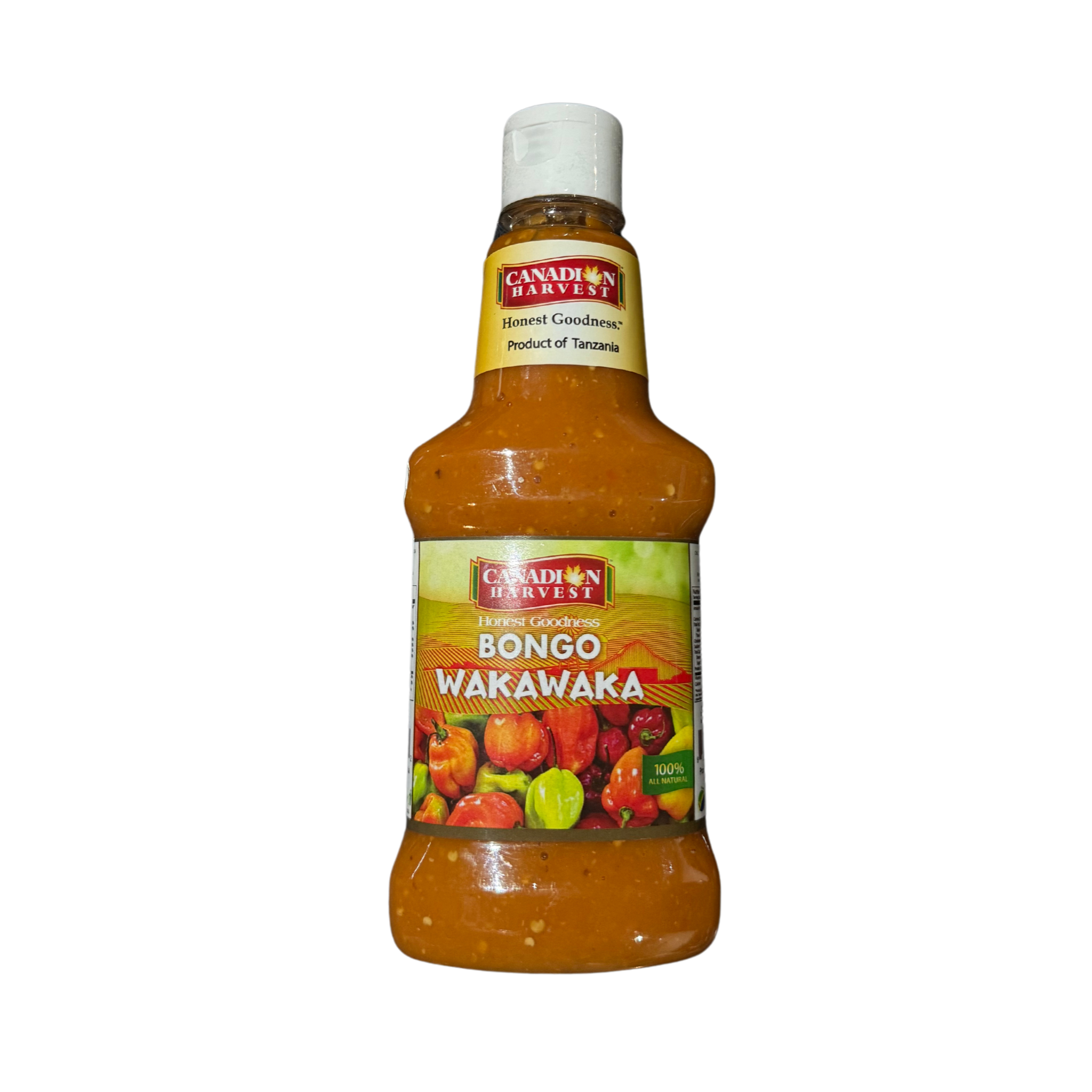 Bongo Wakawaka Hot Sauce Made with Scotch Bonnet Peppers by Canadian Harvest