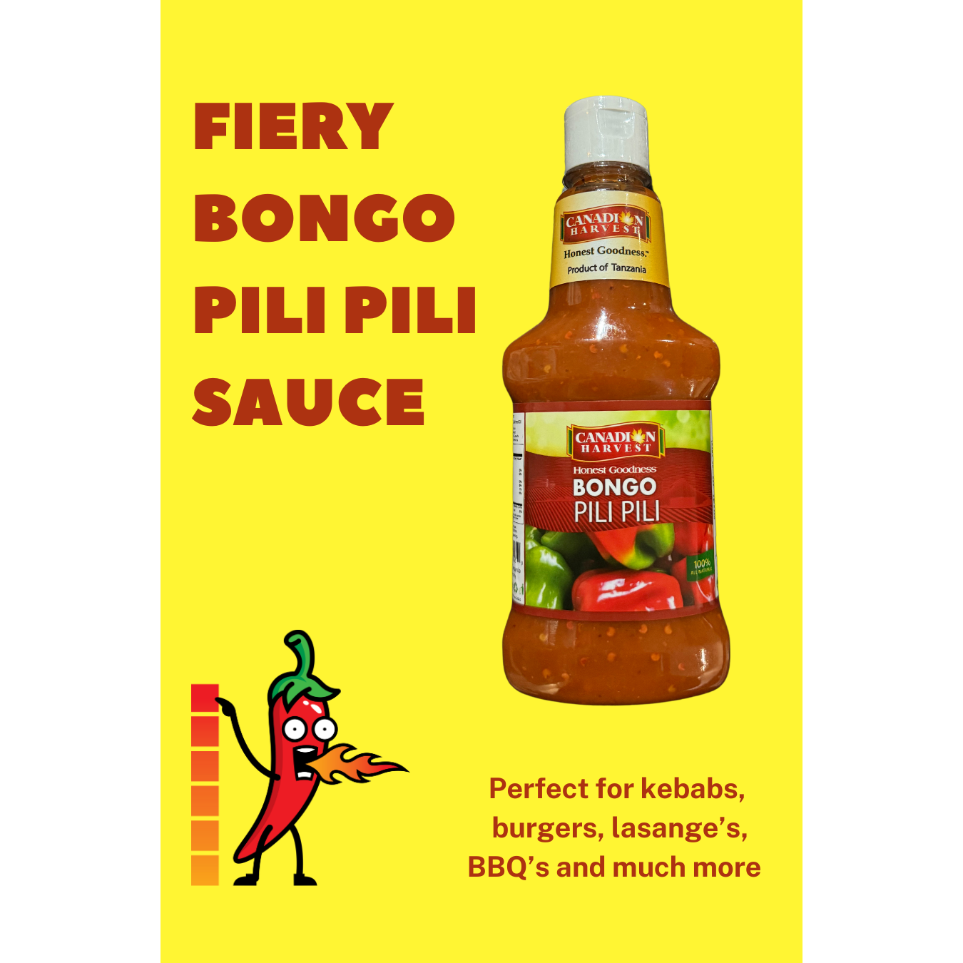 Bongo Pili Pili (Peri Peri) Hot Sauce by Candian Harvest